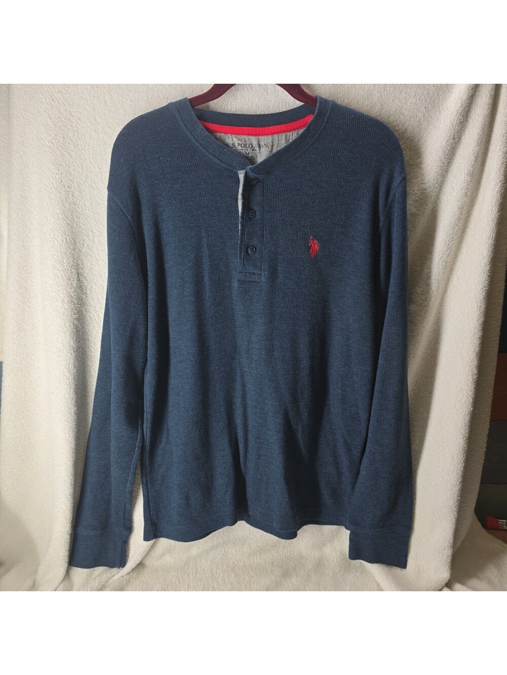 U.S. Polo Assn. Long-sleeve Navy Blue Henley Long Sleeve Shirt Mens Size Medium